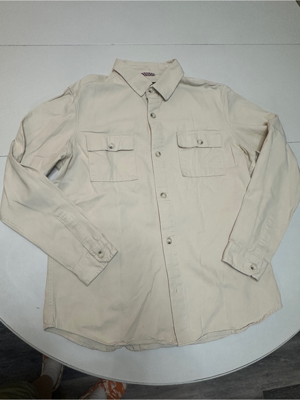 Ben Sherman Cream Lightweight Shirt Jacket with Chest Pockets